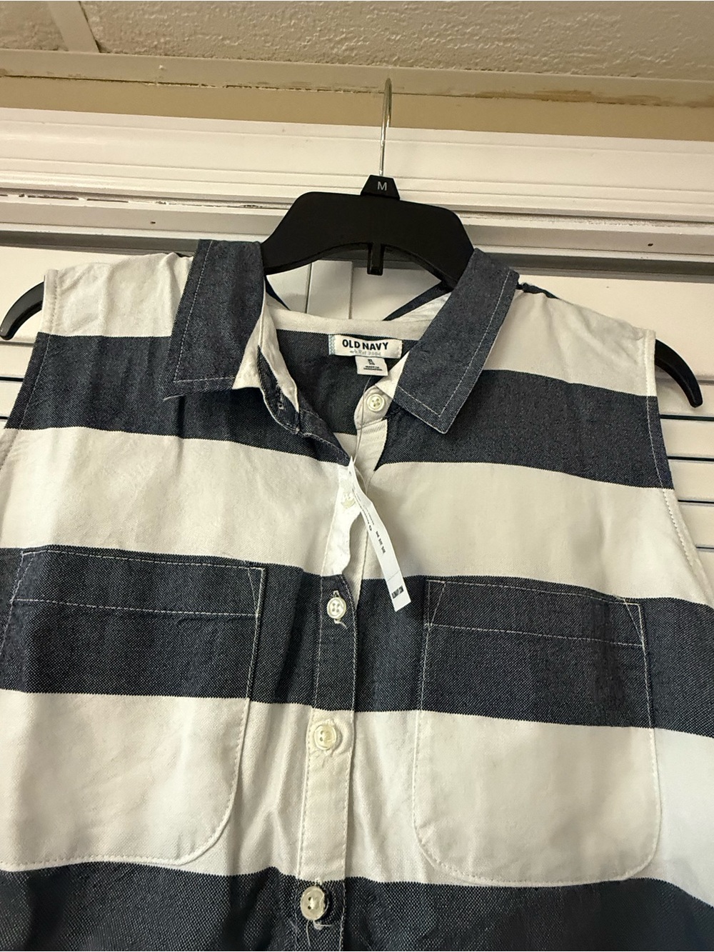 Old Navy Navy and White Striped Button-Up Tunic Dress - Picture 3 of 4